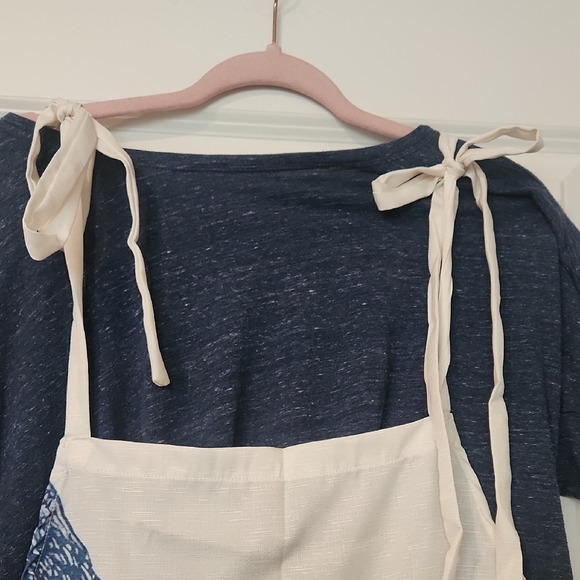 Women's nautical Blue and white squid wide legged bib overalls. Size XL - Picture 4 of 8